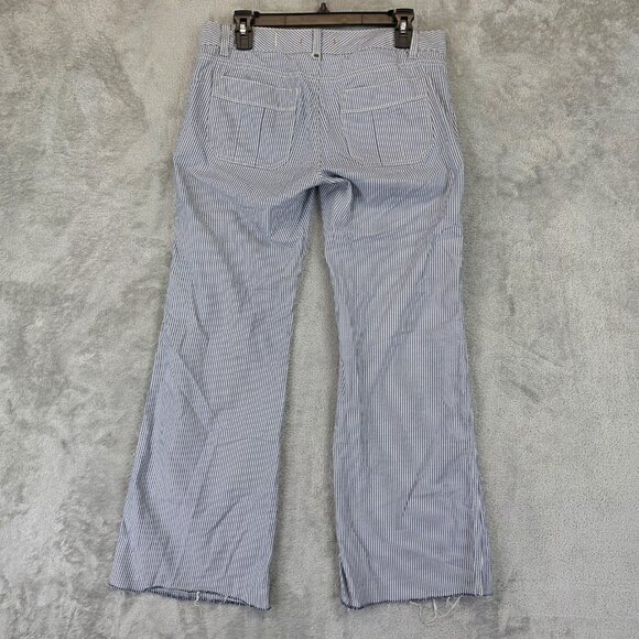 Gap Jeans Womens 4 Blue White Stripe Limited Edition Cotton Flare Pants Y2K - Picture 2 of 12